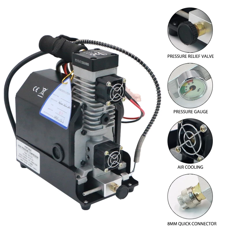 12V Portable Mini PCP Air Car Conditioner Compressor Air Gun and Paintball Tank Pump with Adapter for Scuba Diving