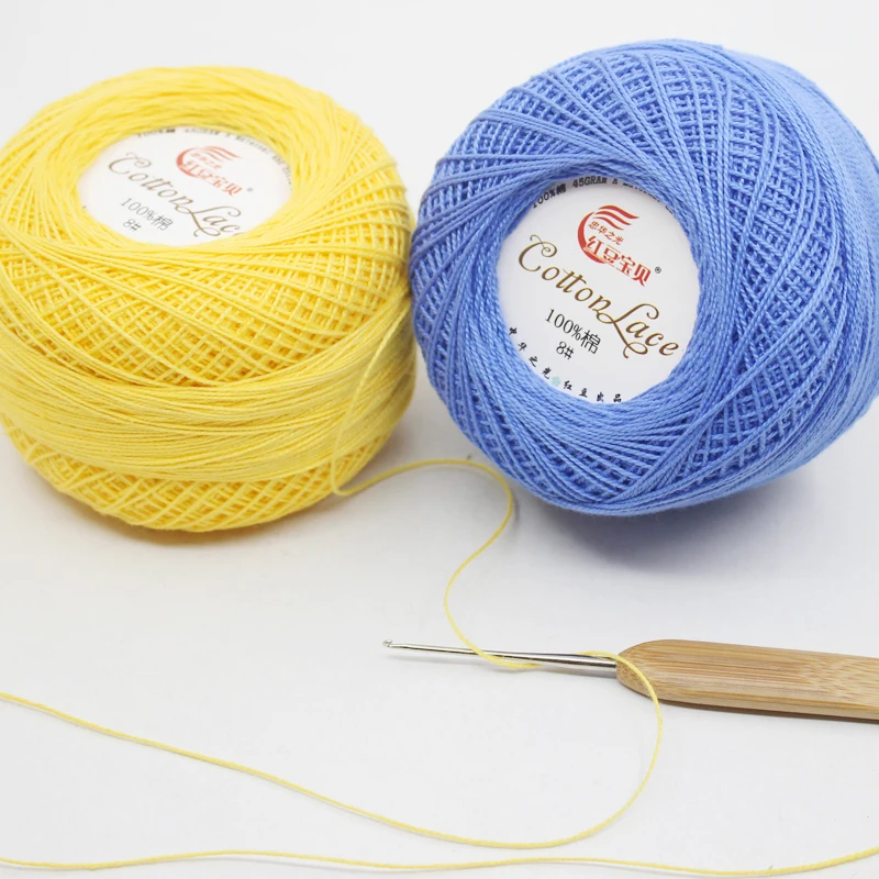 RongMeiXuan READY STOCK #8 45g Lace Cotton Thread 2ply DIY Handmade Knitting Crochet Yarn