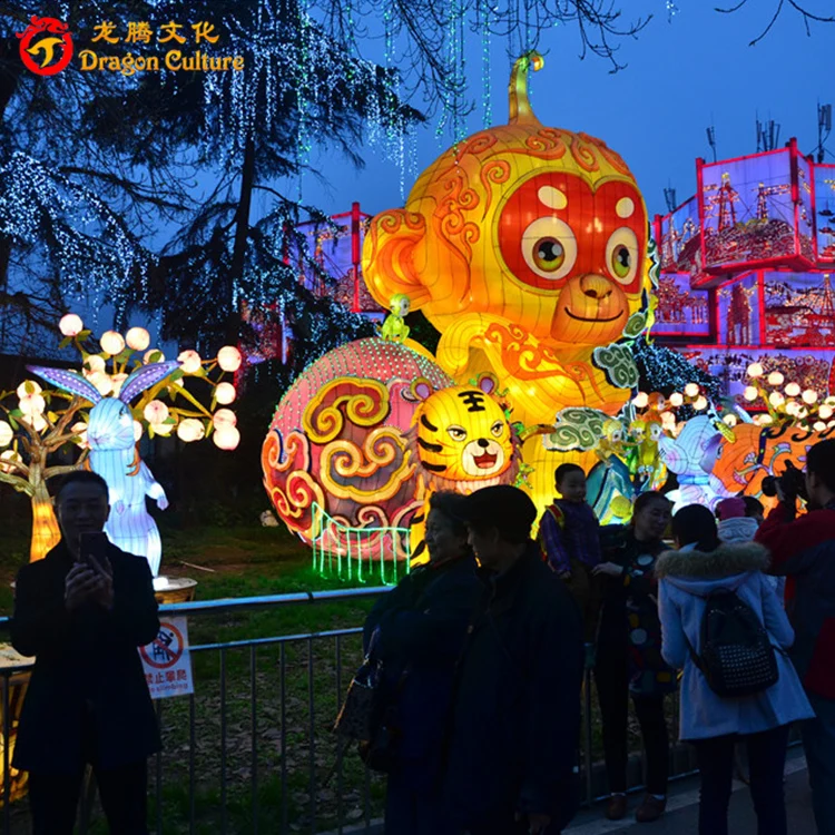 2023 New High Quality Garden Electric Chinese Lantern Outdoor Cute Decorative Monkey Cartoon Image Lanterns Price for Wholesale