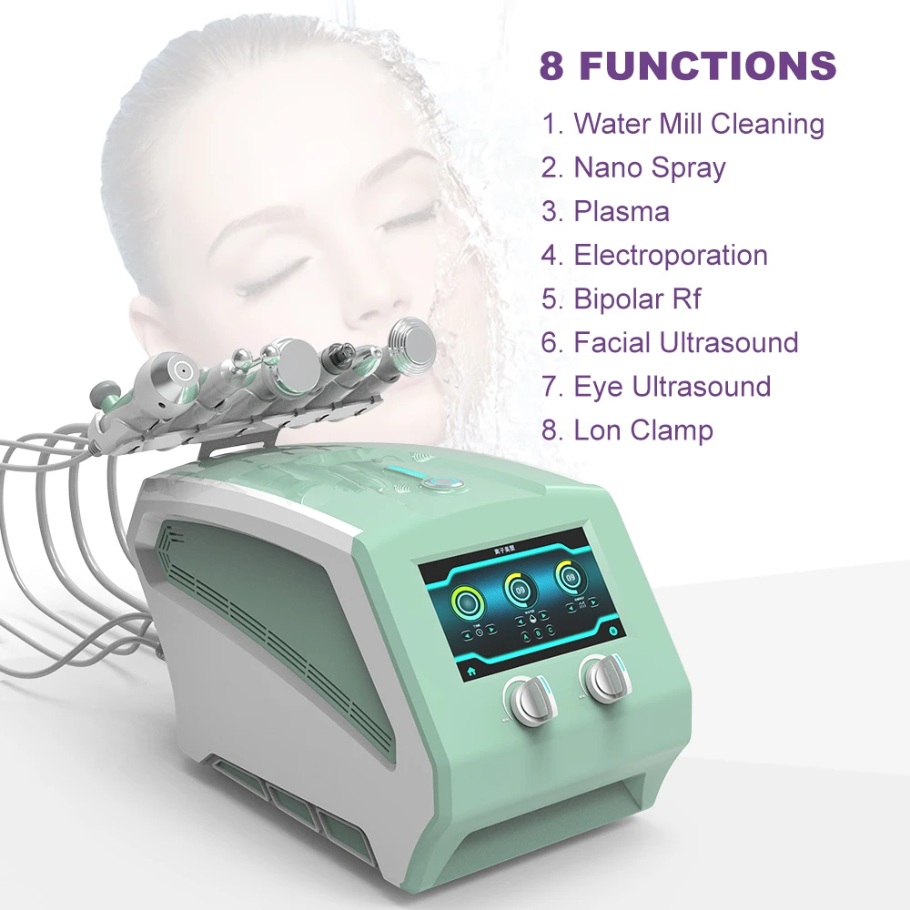 8 In 1 Portable Facial Hydro Dermabrasion Microdermabrasion H2O2 Hydra Oxygen Jet Peel Machine
