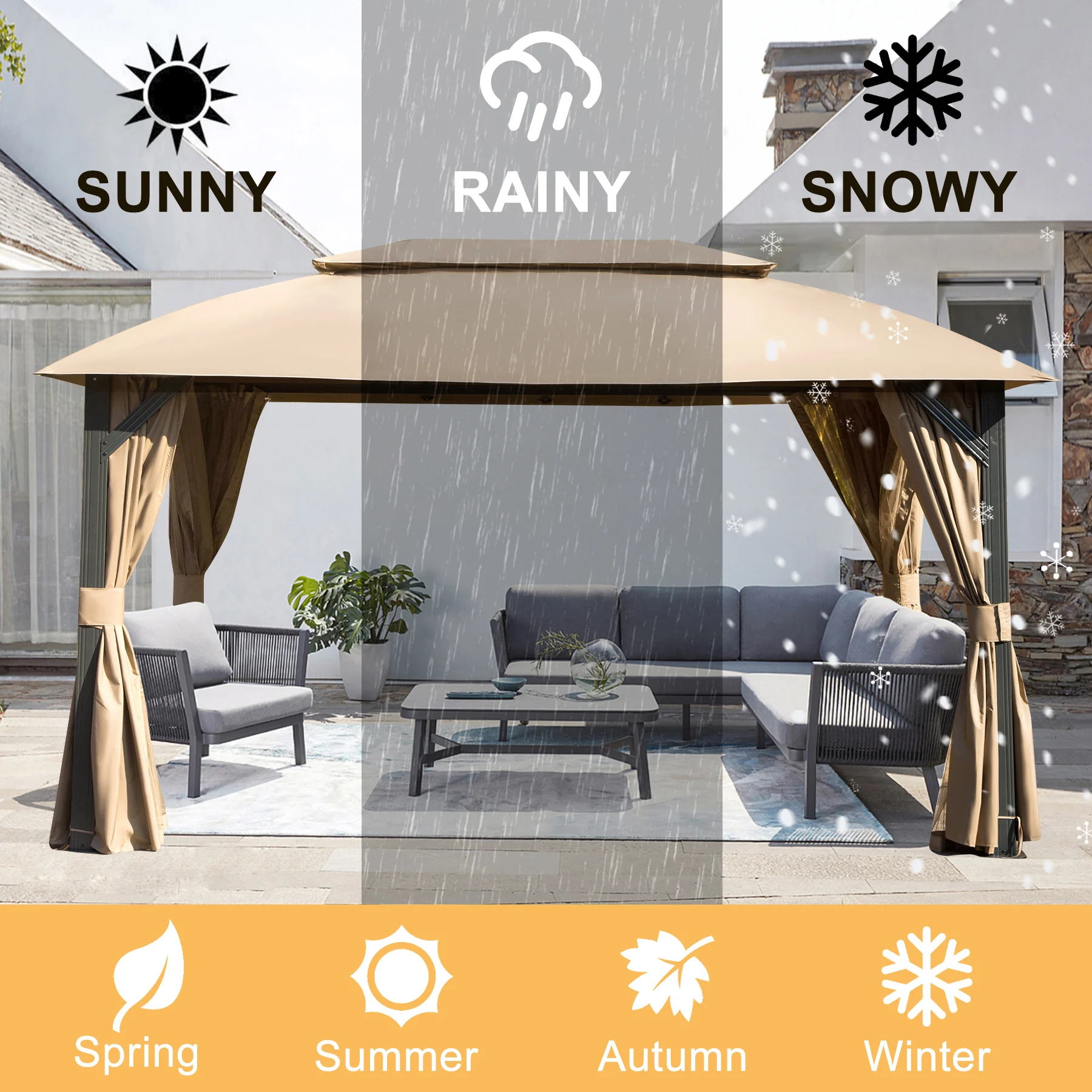 Outdoor Home Backyard Garden Steel Awnings Patio Gazebo Canopy Tent