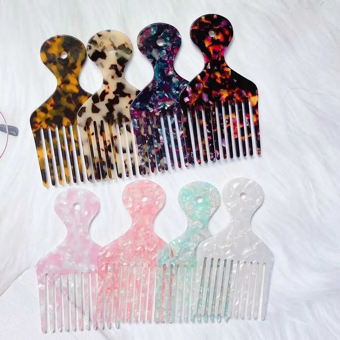 HONEY FLOWER Anti-static Antique Style Vertical Comb New Material Floral Color Cellulose Acetate Hair Comb