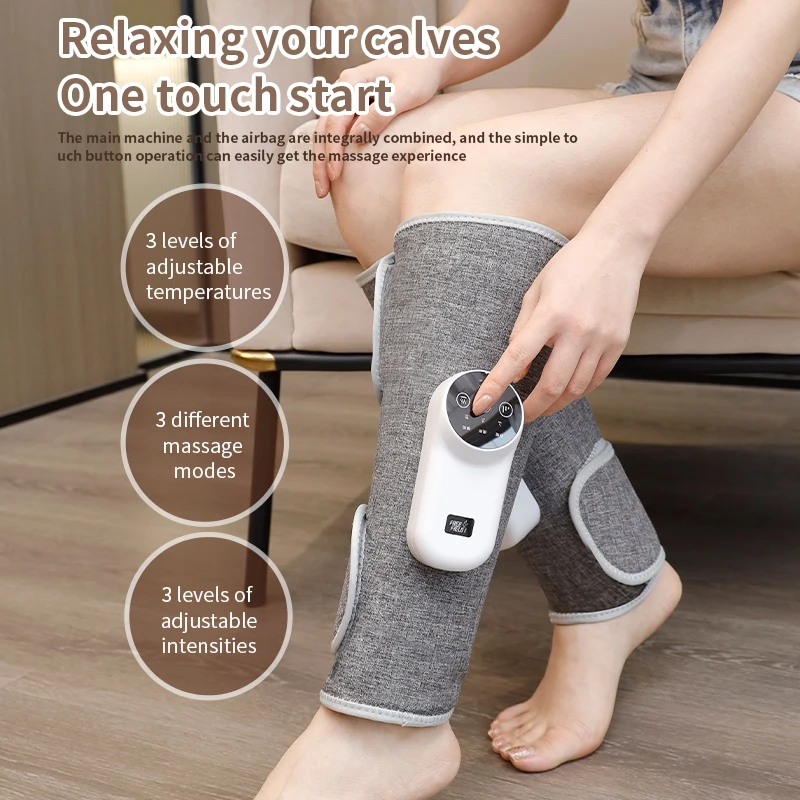 Cordless air compression calf massager with heat hot compress help Blood Circulation Electric Leg Calves Foot care Massage