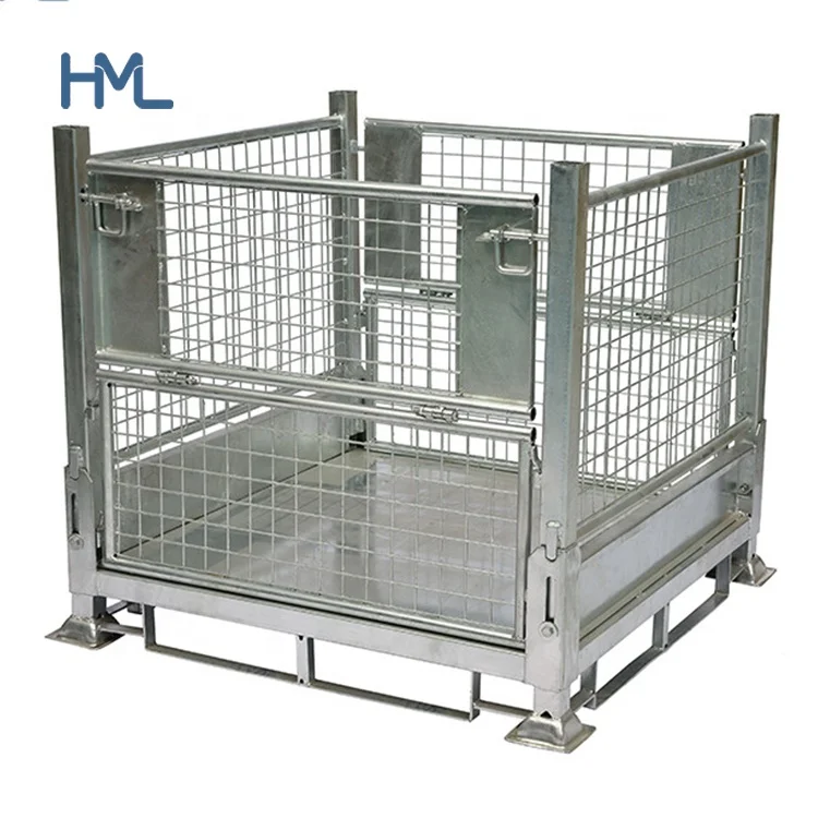 Collapsible and stackable steel folding wire storage metal heavy duty Australia bin pallet with forklift
