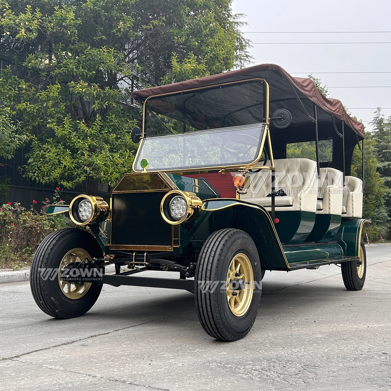 Dark Green Royal Vintage Prices Electric Golf Car Antique Electric Vintage Sightseeing Car Mini Retro Cars Fiat for Sale