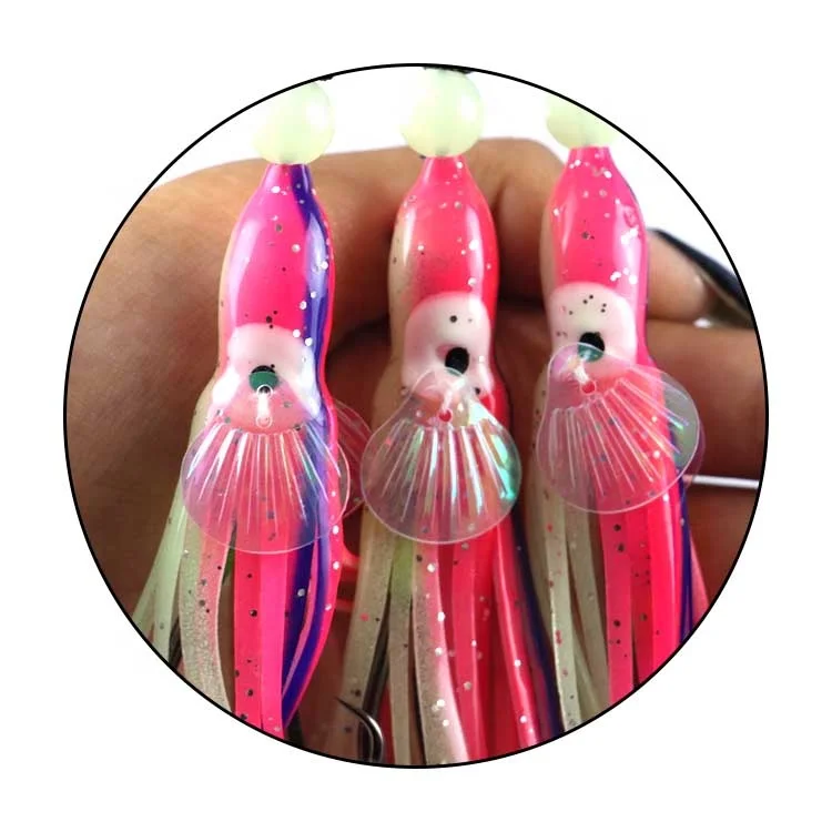 15CM Luminous Octopus Soft Lure Squid Skirt Fishing Lures Baits With Double Hook Squid Fishing Hook