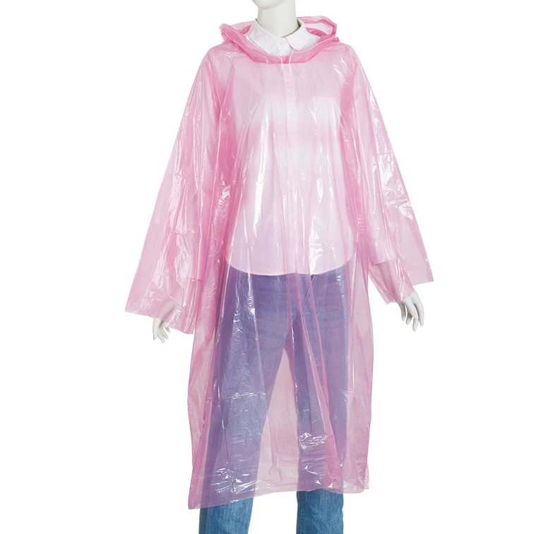 BSCI factory Promotional Wholesale  PE Clear Raincoat Rain Poncho With Hood