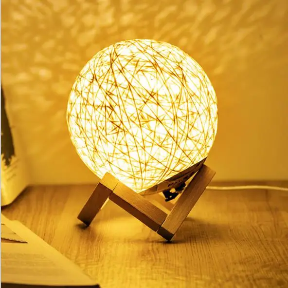 Table lamps color changing magic gift  lights moon lamp small 3d led night light for kids Twine cane ball lamp