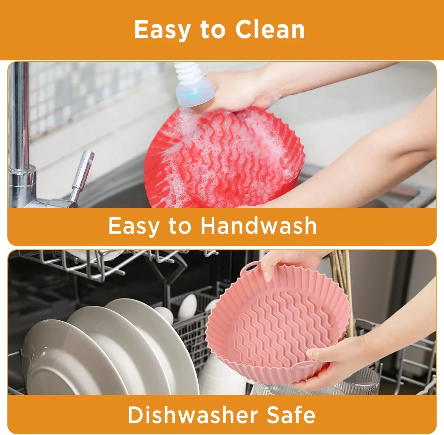 8 inch Reusable Air Fryer Food Safe Dishwasher Microwave Pads Silicone Baking Tray Kitchen Tool Baking Mat Oven Air Fryer Liner