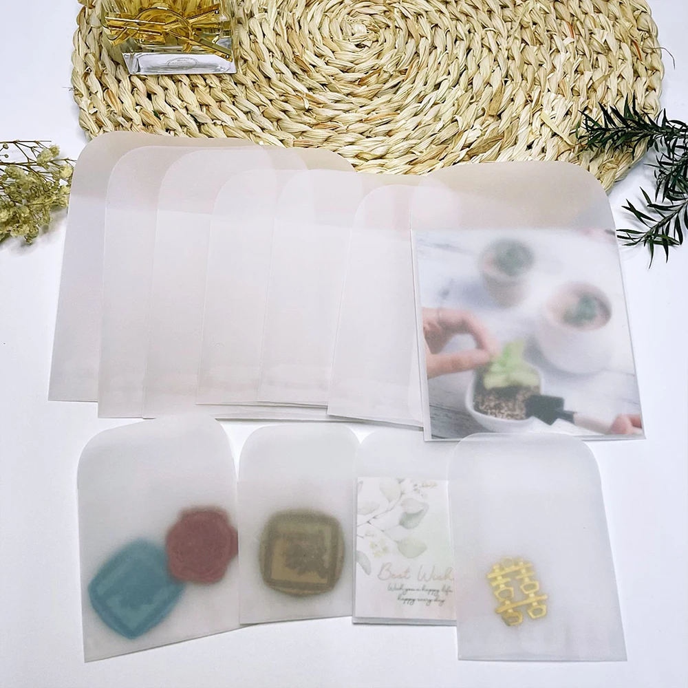 Factory sale custom small translucent paper envelope 110gsm square flat jewelry packaging paper bag