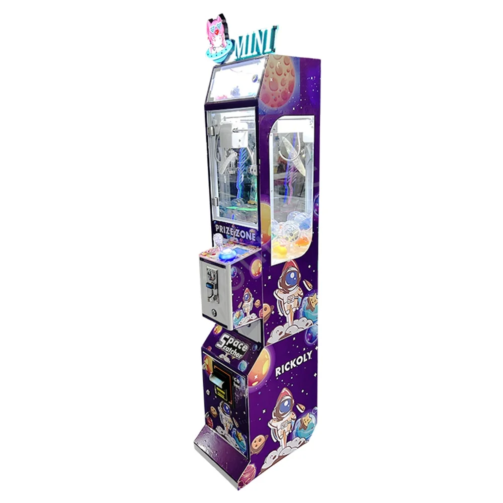 Mega Mini Customizable Crane Machine Coin Operated Arcade Vending Games with bill acceptor and Top storage compartment for sale