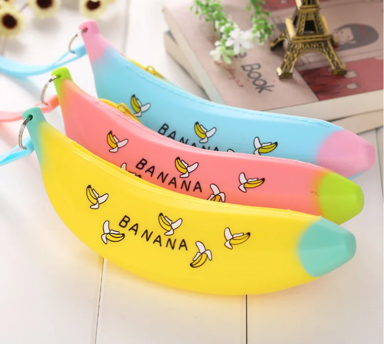 
China manufactory custom banana shape silicone pencil case 