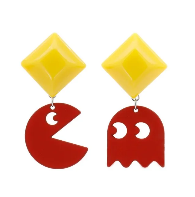 Girl KoreanJapanese and Korean resin acrylic Flower Earrings retro color contrast Earrings  temperament Earrings net red ear cli