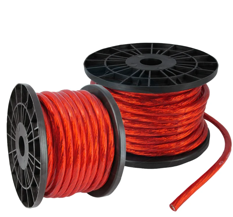 High end 4 awg 6 awg 8 AWG Clear Red Power Wire 8 Gauge CCA Translucent Matte Insulator car audio Power Cable Wire