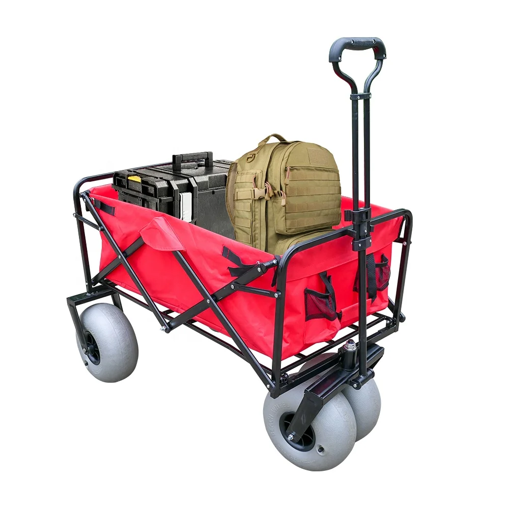Folding Wagon Cart Collapsible Trolley Beach with Bubble