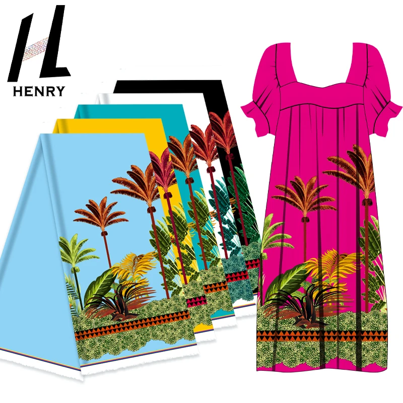 Популярная модная многоцветная фоновая тропическая печатная полиэфирная ткань для одежды