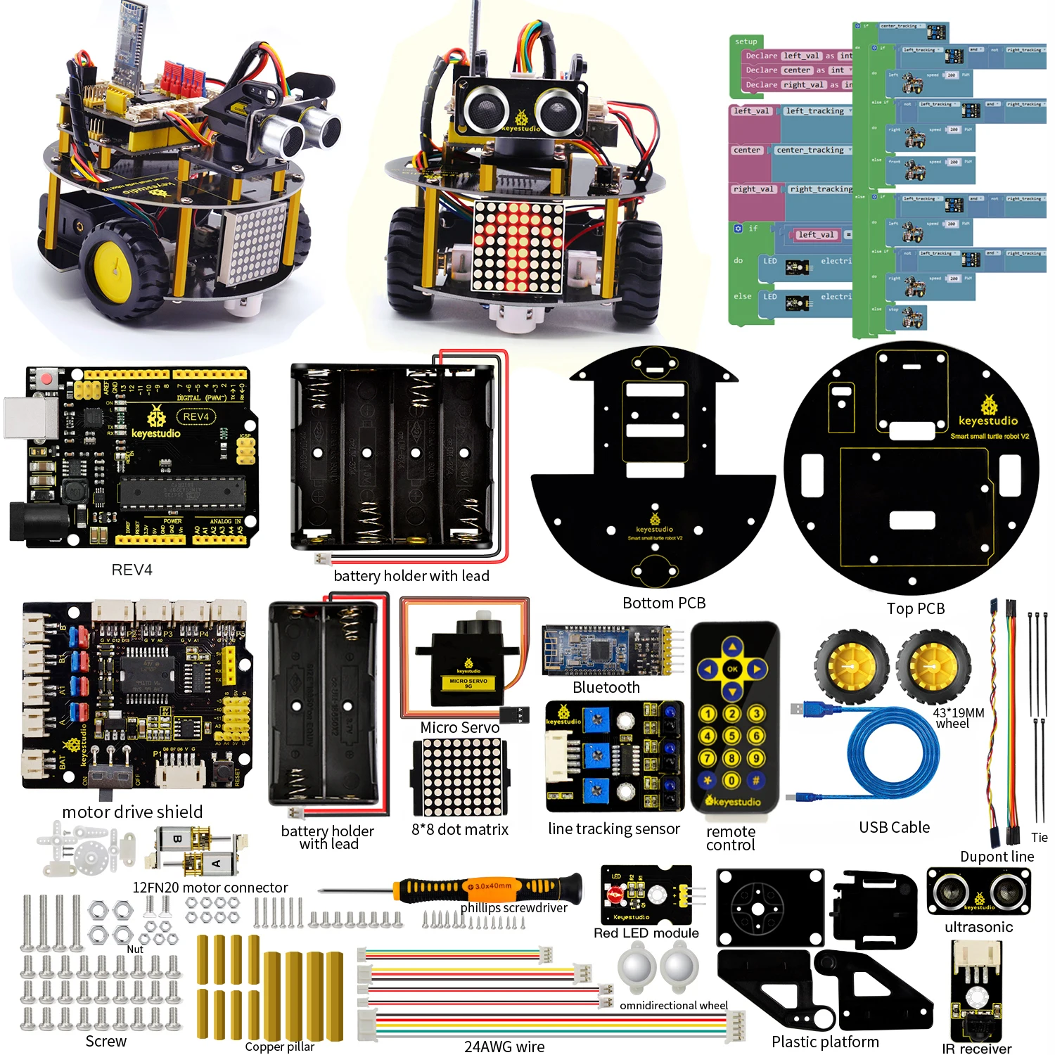 
OEM/ODM Blue tooth Avoidance Line Tracking Smart Robot Car Kit for arduino robot car 