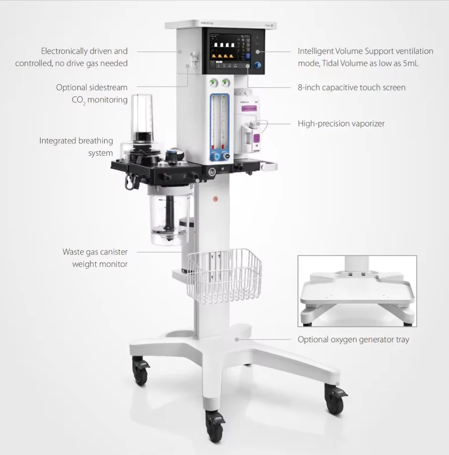 Mindray Anesthesia Machines Veta 3 Veta 5 Wato ex 35 Mobile Anesthesia Machine Surgical Instruments for Adult / Pediatric