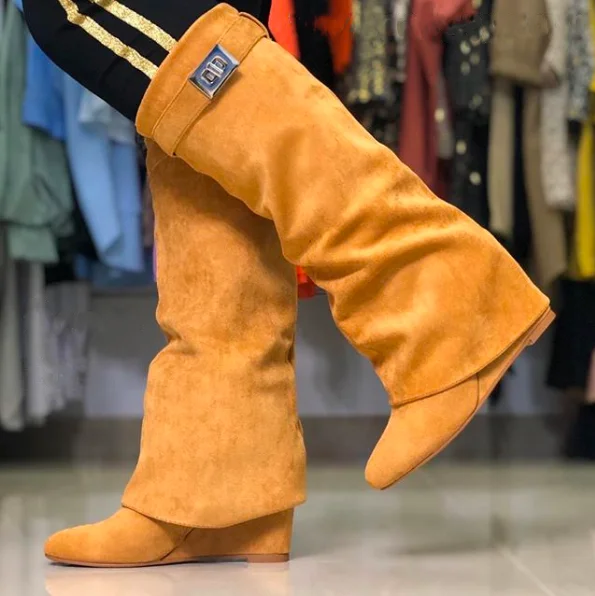 women  suede high height winter women shoes wedge sexy lady boots