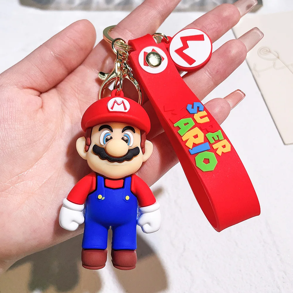 keychain accessories wholesale pvc rubber 3d cute kawaii anime keychain Mario cartoon keychains