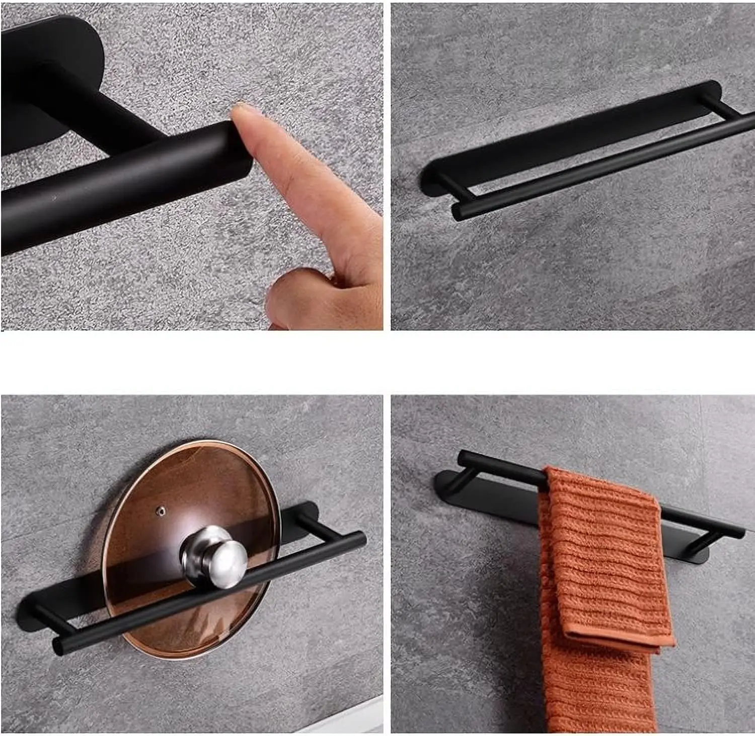 Nail Free 304 Stainless Steel Towel Pole Wall Mounted Towel Rack for Bathroom 40/60CM Adhesive Towel Pole