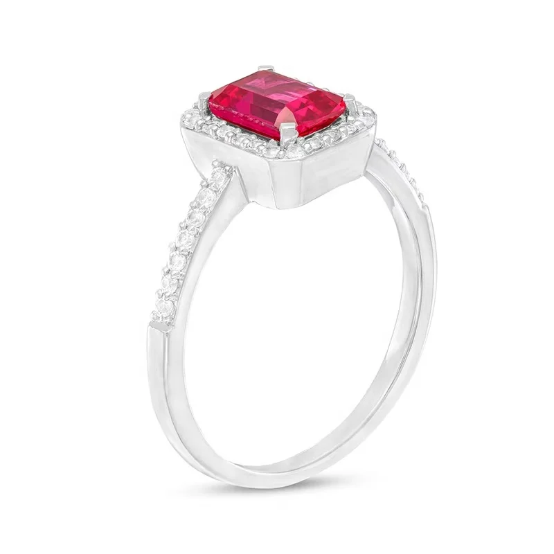 Hot Selling Wholesale Jewelry Wedding   Fashionable Synthetic Ruby 925 Sterling Silver Red Birthday Gift Ring Ruby Ring