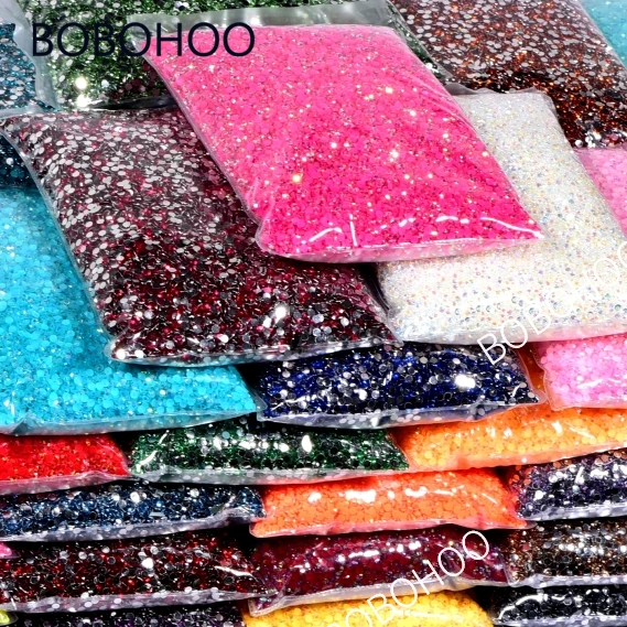 BOBOHOO Bulk Wholesale Crystal AB Non hotfix Rhinestones in Bulk Package SS3-SS20 Strass for Christmas Decorations