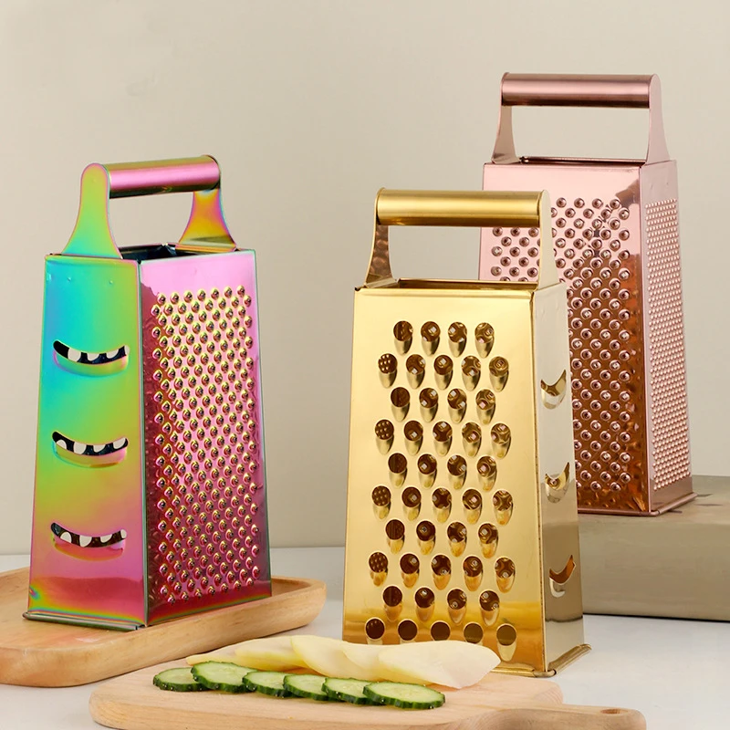 
AL Multi-color Kitchen Cheese Grater For Kitchen Stainless Steel Grater 6-sides Non-slip Base 