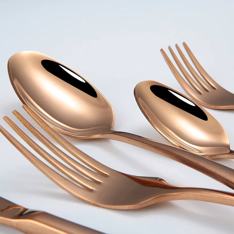 
High quality western tableware,18/10 metal gold mirror cutlery set for restaurant 