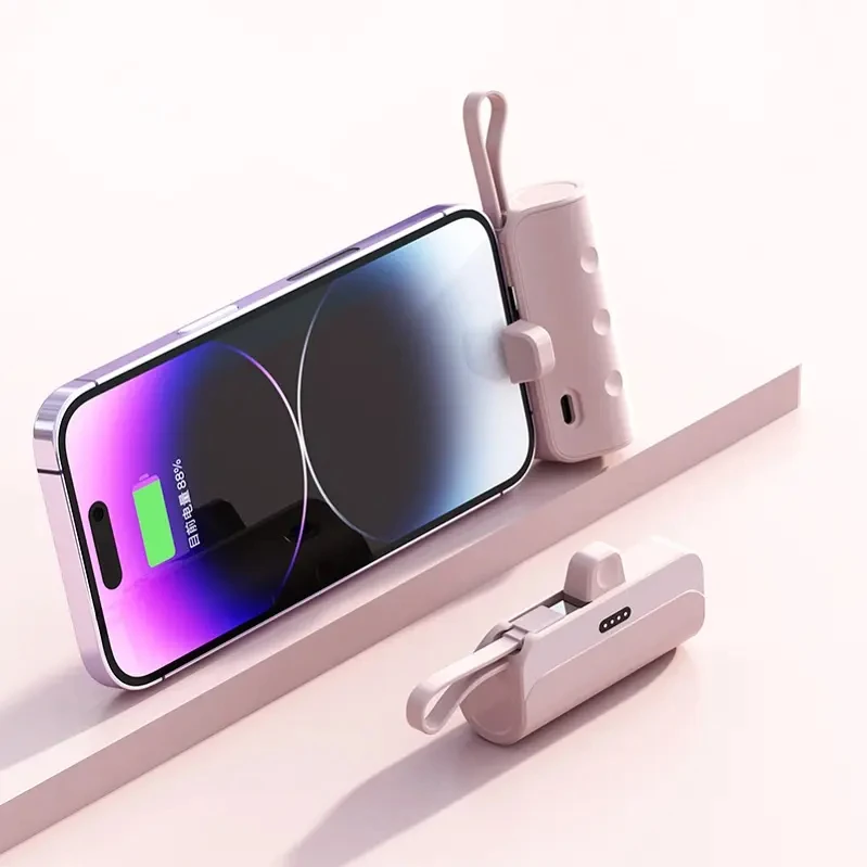 2024 New Arrived Two In One Plug-In Mini portable charger power banks&station 3-5000Mah Emergency Power Bank With Cable lanyard