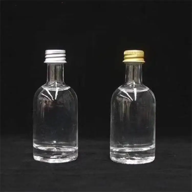 Wholesale 50ml Drinking bottle Whiskey Vodka Champagne Small Mouth Tasting Trial Glass Wine Bottle with Aluminum Lid