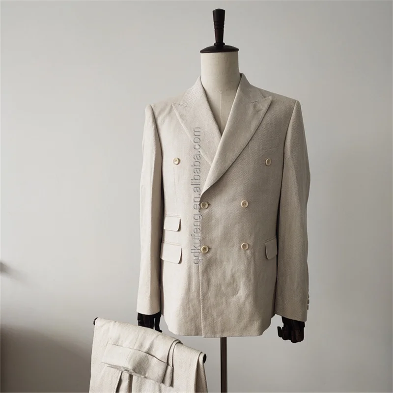 MTM Tailor Custom Italian Suit Bespoke Half Canvas Naples Shoulder Suit Hand Made Men Suit 100% Wool For Groom Wedding