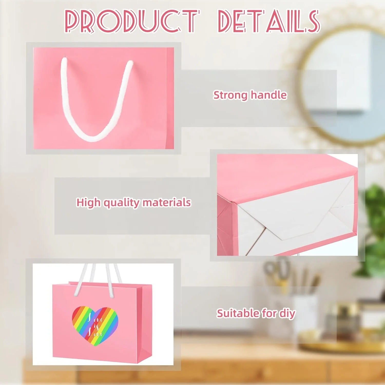 Free Design Customized Kraft Extra Small Gift Wrapping Shopping Paper Bag Favor Cardboard Cheap Pink Bags With Your Own Logo