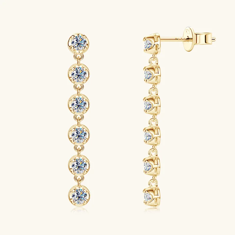 Wholesale  iced out grade D moissanite earrings 925 sterling silver  0.6ct+0.6ct moissanite GRA certified drop earrings women