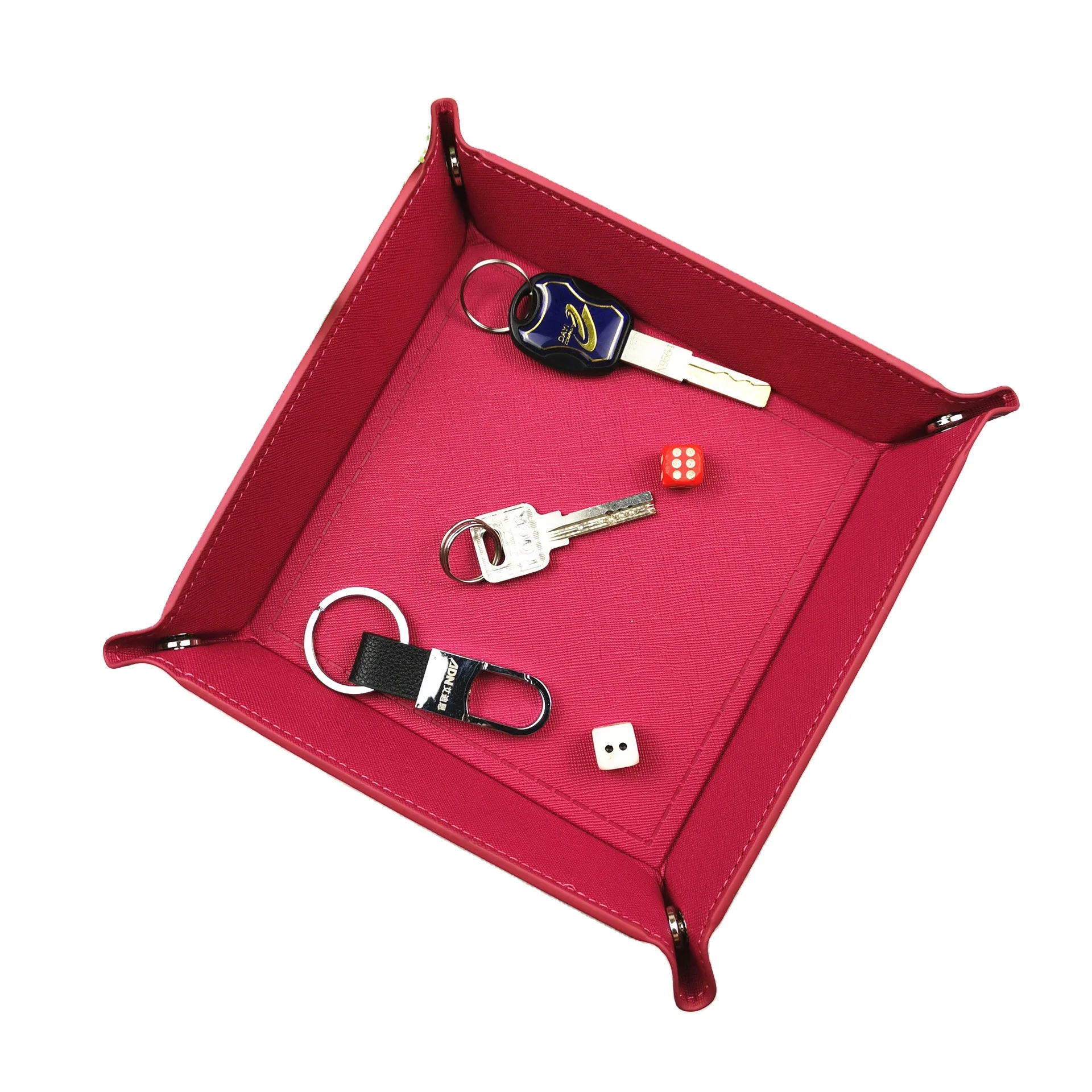 Wholesale Custom logo Square PU Leather Foldable Storage Tray Game Dice Tray