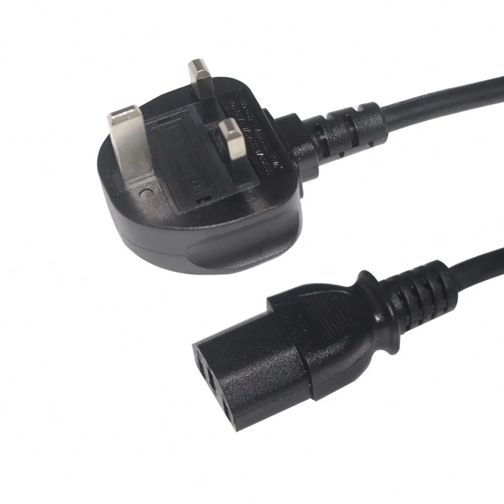 Black 3 Pin Power Lead British C13 1.5Mm Uk Extension Cord Reel For Hair Dryer