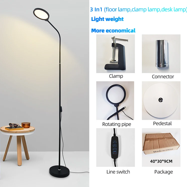 wholesale living room bedroom creative  360 free rotating smart led clamp desk 3 in 1 dimmable arc floor lamp