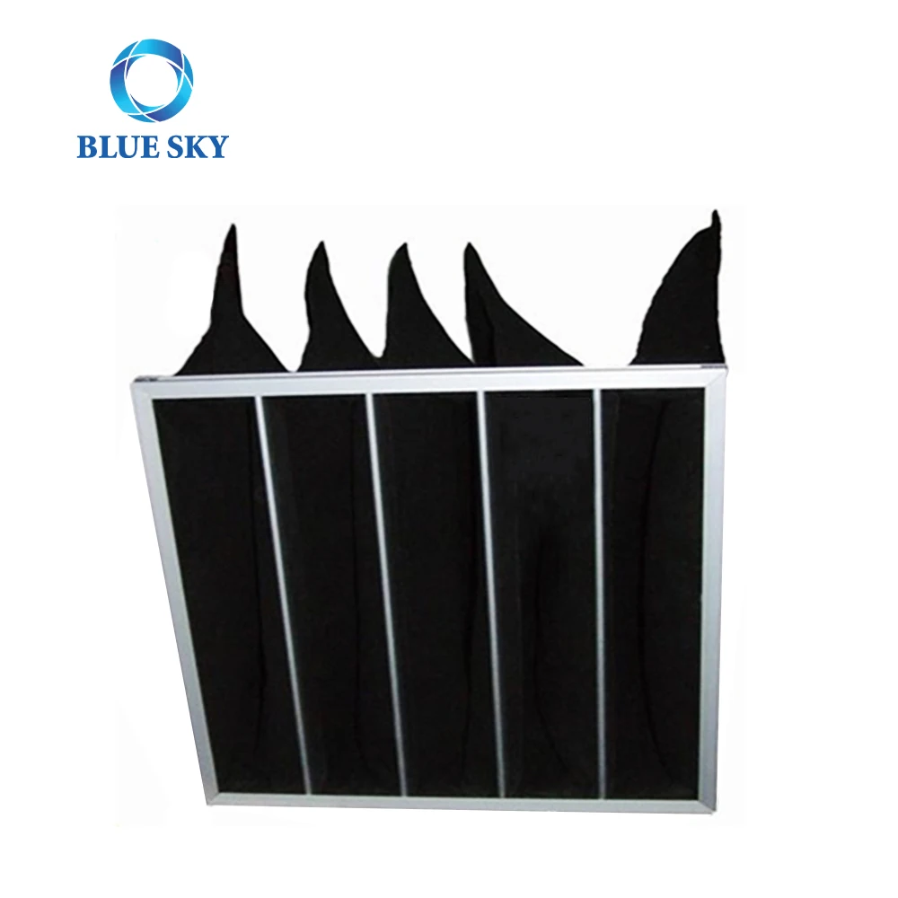 Customized G2 G4 M5 M6 F7 F8 F9 Medium Efficiency Activated Carbon Aluminum Frame Pocket Bag Air Filter For HVAC Cleaning Room