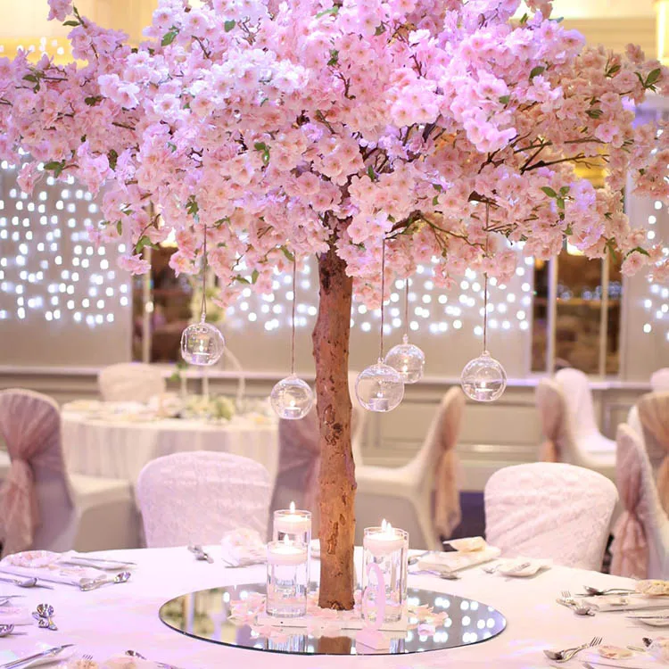 Fiberglass Artificial Flower Pink Cherry Tree Blossoms Plants For Outside Home Decoration