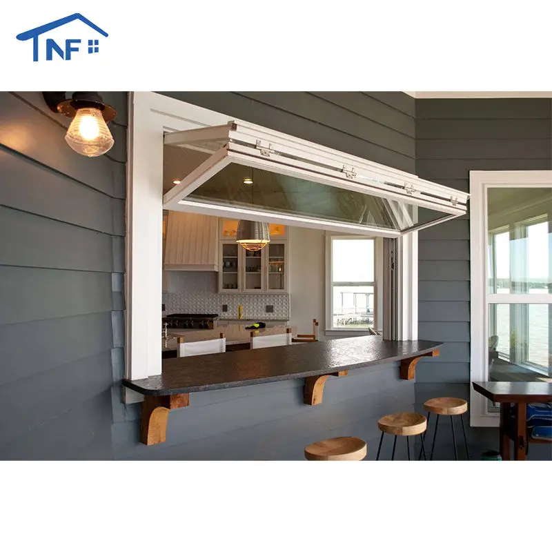 Aluminium Customize Kitchen Bi Fold Window Vertical Top Folding Glass Push Up Fold Up Windows