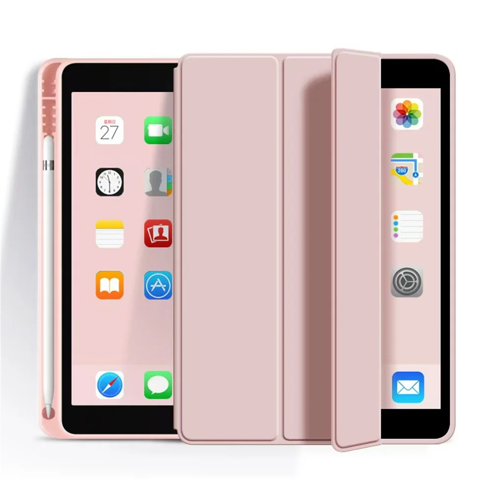 For iPad 10.2 Inch Case 2021/2020/2019-9th/8th/7th Generation -Trifold Stand PU Leather TPU Smart Cover Case with Pencil Holder