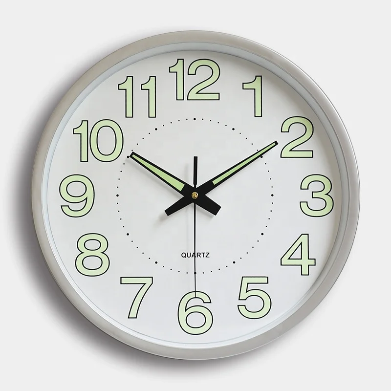 12inch 30CM Fluorescence Night Light Luminous Plastic Wall Clock for Bedroom Living Room