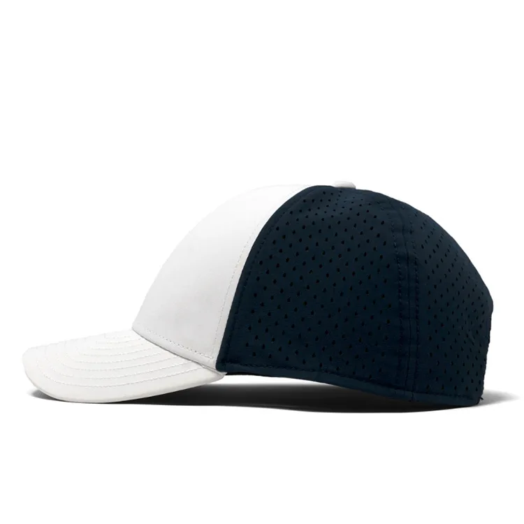 Custom Brim Women Men 6 Panel embroidery Sport Hydro Waterproof Hat Laser Cut Perforated snapback gorras Baseball Cap