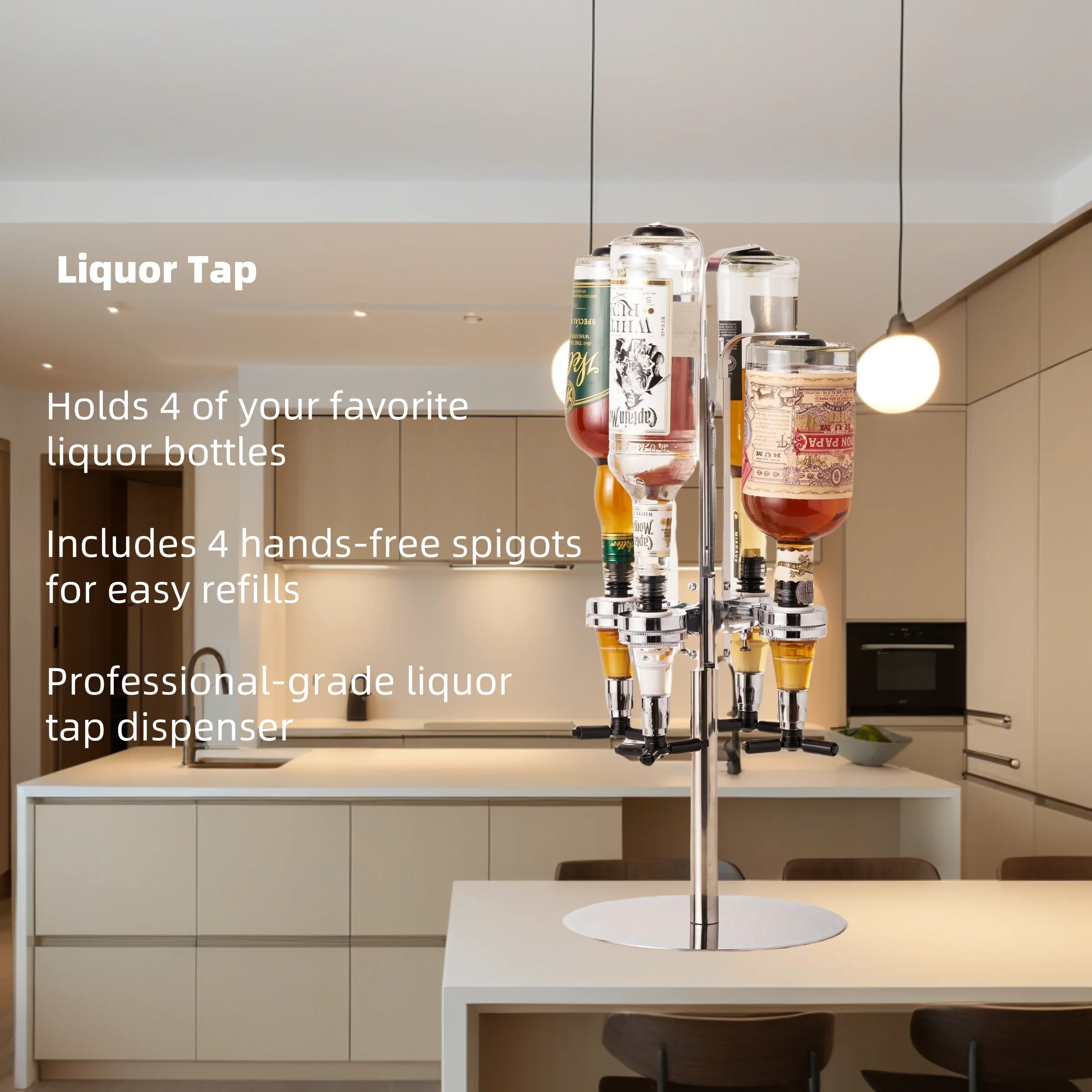 4 /6 Bottles Hanging Rotating Mounted Spirit Drink Dispenser Bar Shot Measure Liquor Dispenser Drinks Wine Bar Pourer Rack