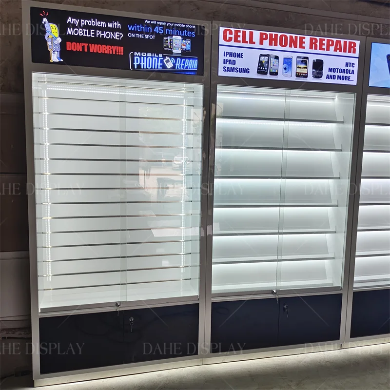 Пользовательские стильные аксессуары для телефона дисплей настенный шкаф чехол полки настенные витрины сотовый телефон стенд