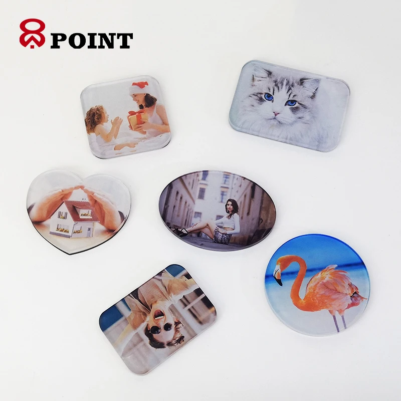 Different shapes sublimation Acrylic magnet Clear fridge magnetic sticker blank Refrigerator sticker