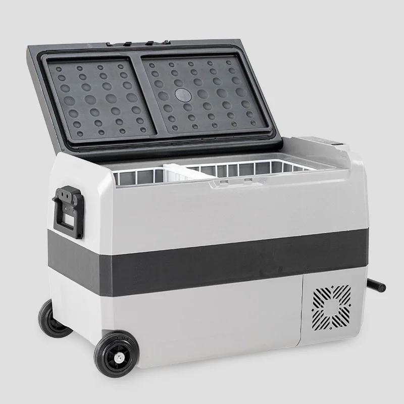 Alpicool 12v Portable Electric Auto Electronics Dual Zone Car Refrigerator with Wheels and Handle