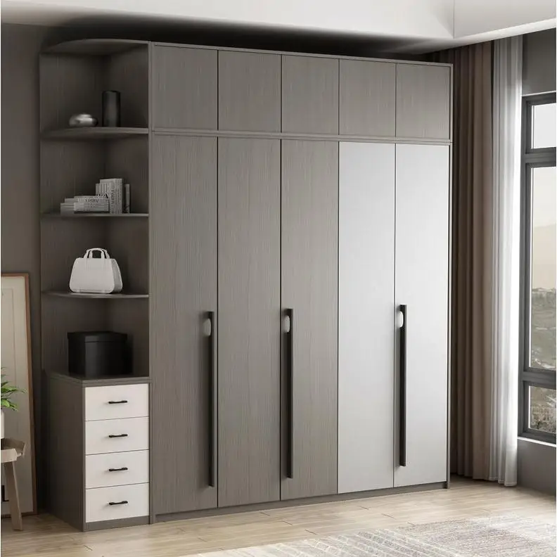 Free design Furniture high quality custom made 5 doors plywood wooden wardrobe storage cabinet closet modern bedroom wardrobes