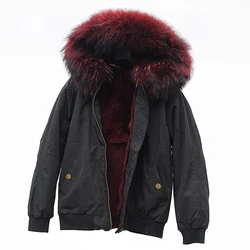 CX-G-P-06N Winter Warm Rex Rabbit Fur Lined Bomber Jacket Women