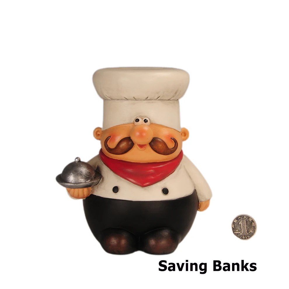 Resin crafts polyresin dumpy chef bank money box for kids for home decoration figurine gift